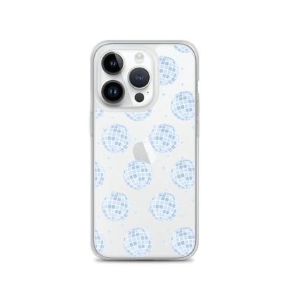 Blue Disco Balls Clear iPhone Case