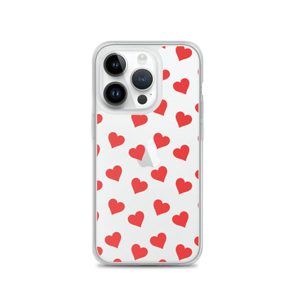 Red Hearts Clear iPhone Case