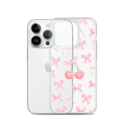 Cherry Bows Clear iPhone Case