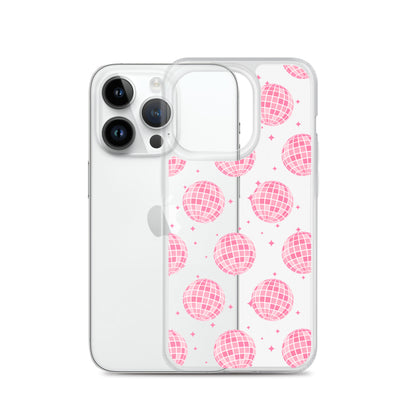 Pink Disco Balls Clear iPhone Case