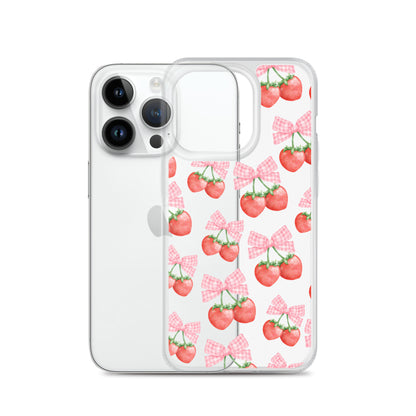 Strawberry Bows Clear iPhone Case