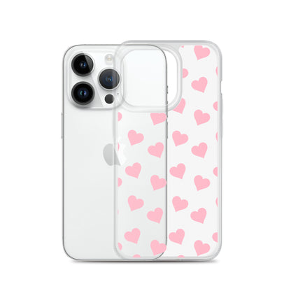 Pink Hearts Clear iPhone Case