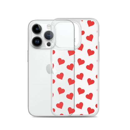 Red Hearts Clear iPhone Case