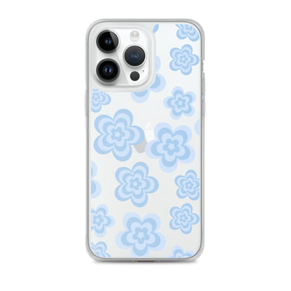 Blue Floral Clear iPhone Case iPhone 14 Pro Max
