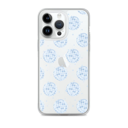 Blue Disco Balls Clear iPhone Case