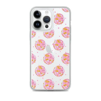 Pink & Blue Disco Balls Clear iPhone Case