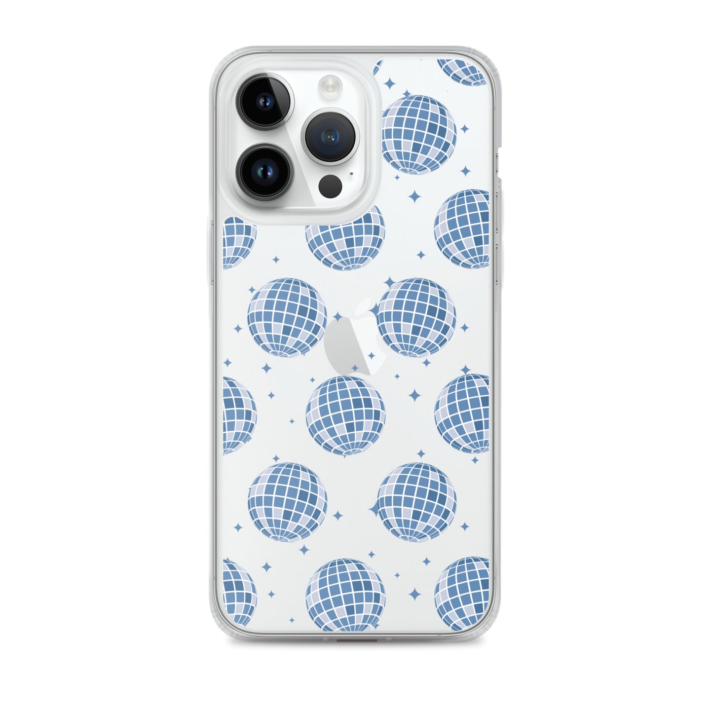 Dark Blue Disco Balls Clear iPhone Case