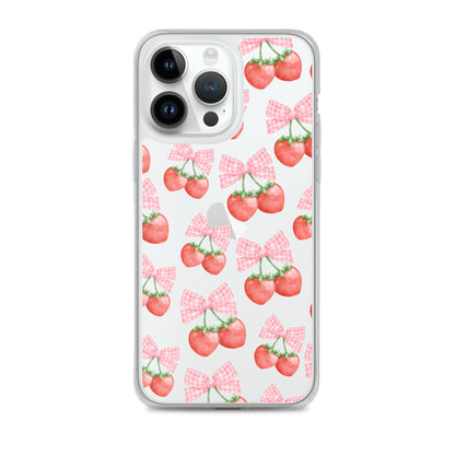 Strawberry Bows Clear iPhone Case