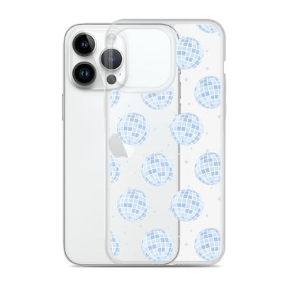 Blue Disco Balls Clear iPhone Case