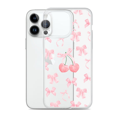 Cherry Bows Clear iPhone Case