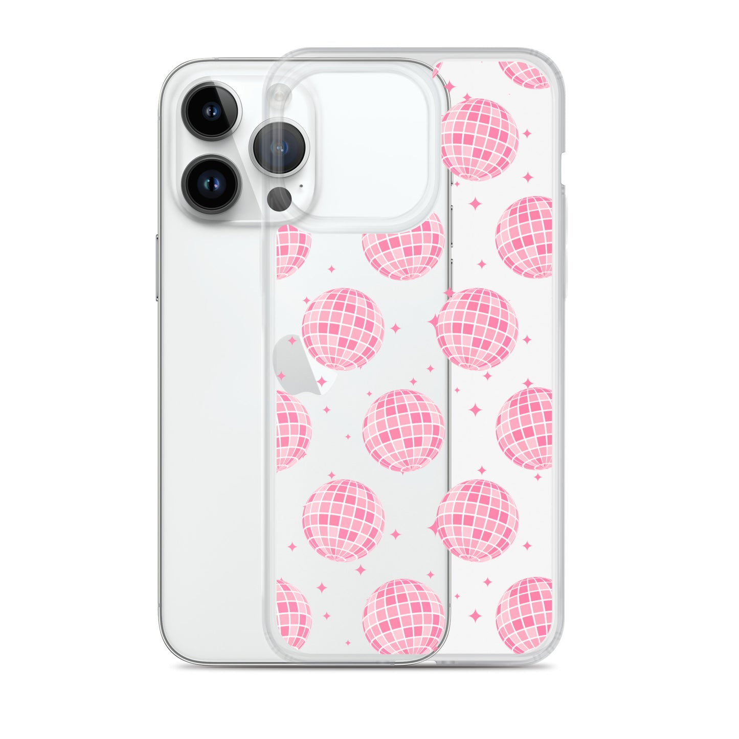 Pink Disco Balls Clear iPhone Case