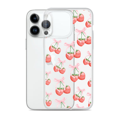 Sweet Strawberries Clear iPhone Case