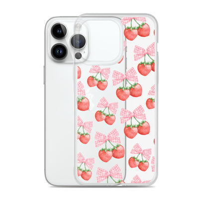 Strawberry Bows Clear iPhone Case