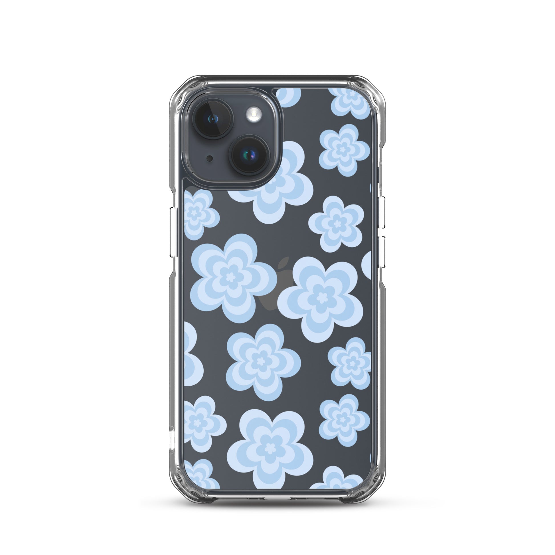 Blue Floral Clear iPhone Case iPhone 15