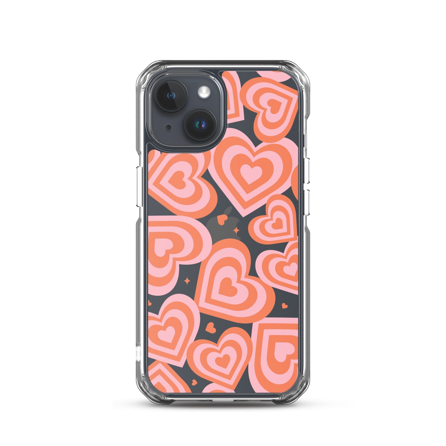 Pink & Red Hearts Clear iPhone Case iPhone 15