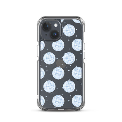 Blue Disco Balls Clear iPhone Case