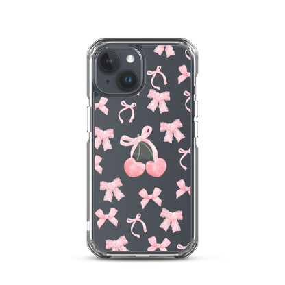 Cherry Bows Clear iPhone Case