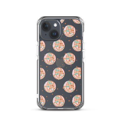 Brown Boho Disco Balls Clear iPhone Case