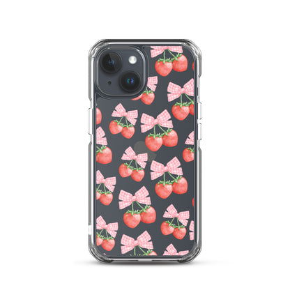 Strawberry Bows Clear iPhone Case