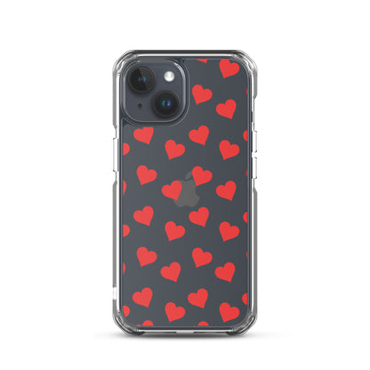 Red Hearts Clear iPhone Case