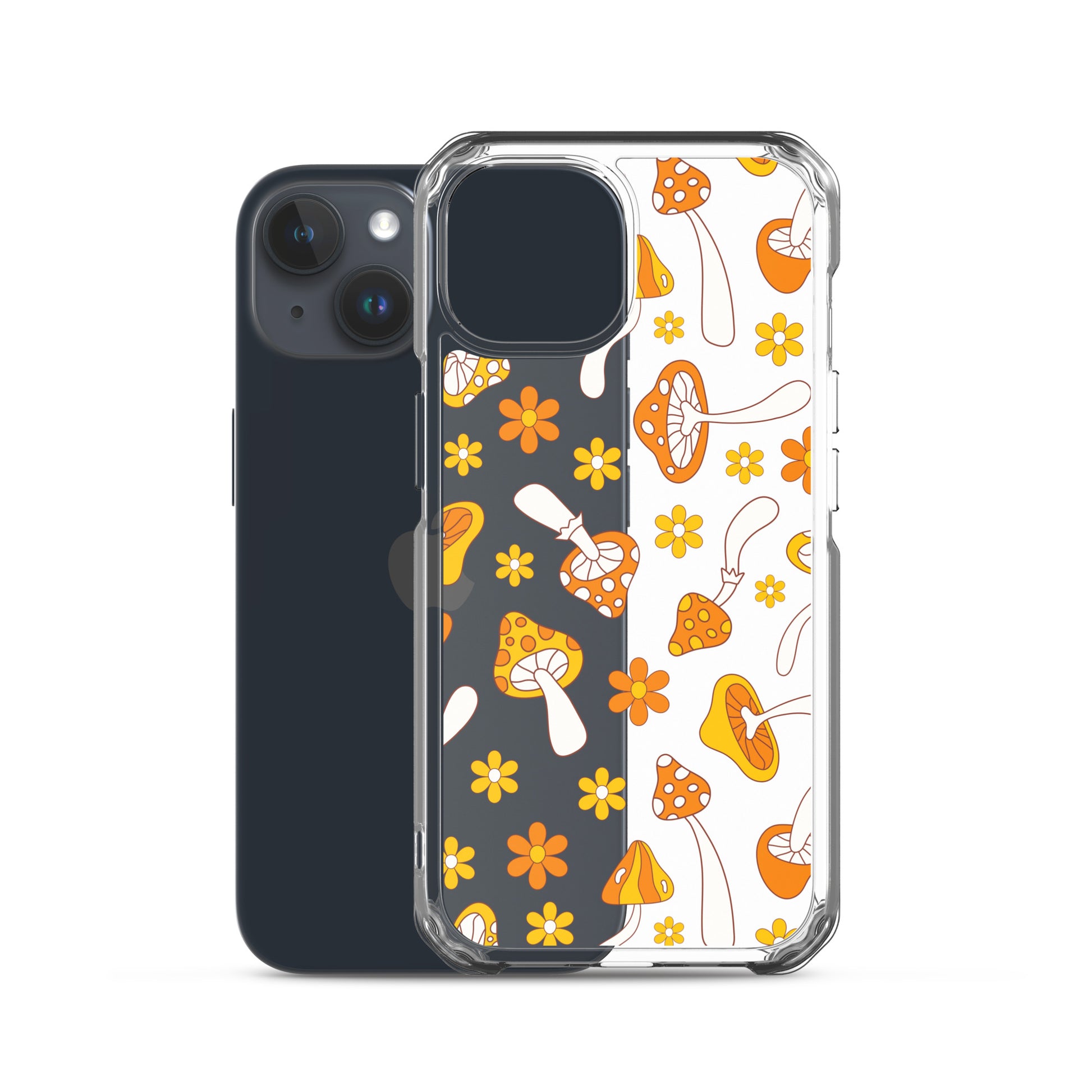 Retro Mushrooms Clear iPhone Case