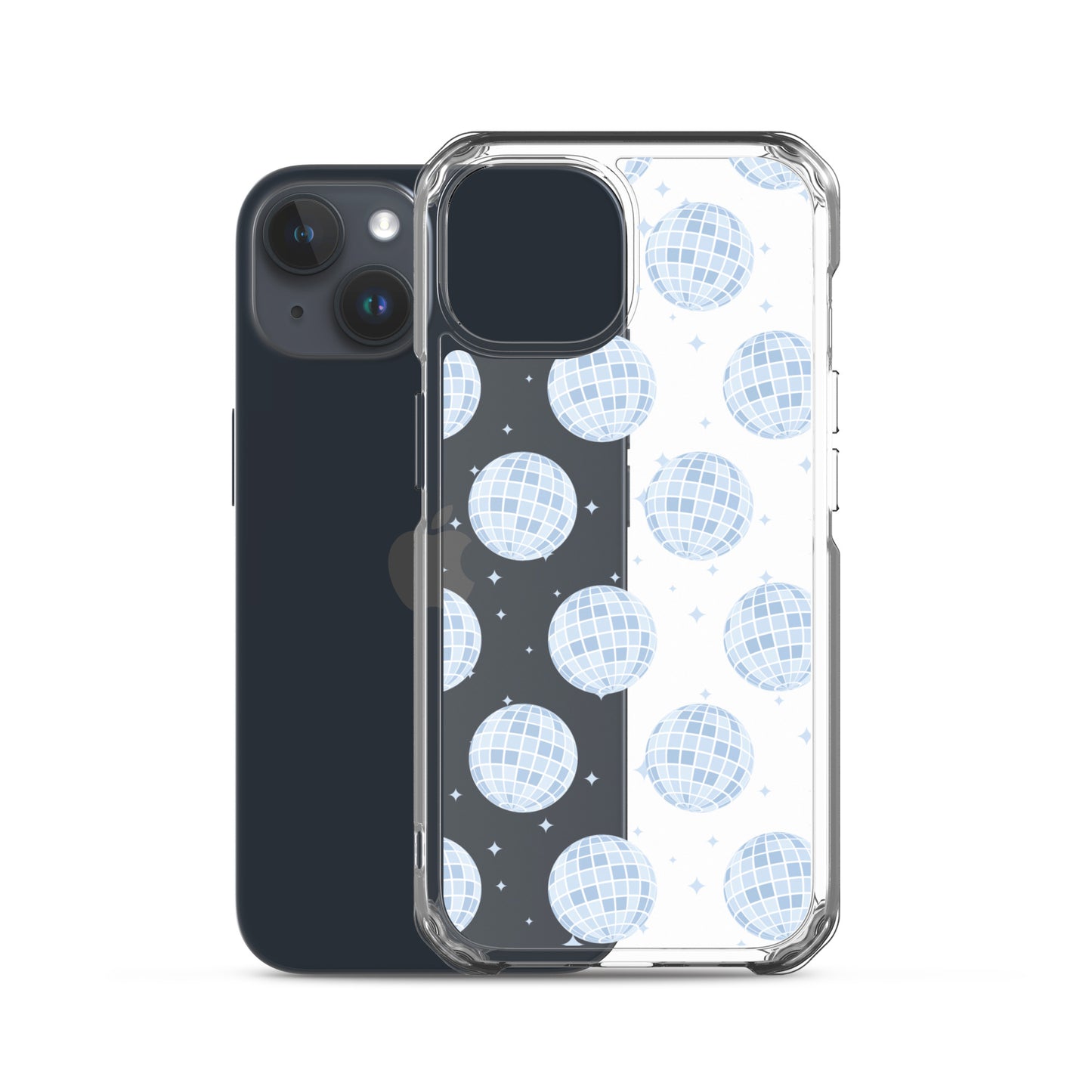 Blue Disco Balls Clear iPhone Case