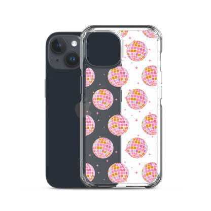 Pink & Blue Disco Balls Clear iPhone Case