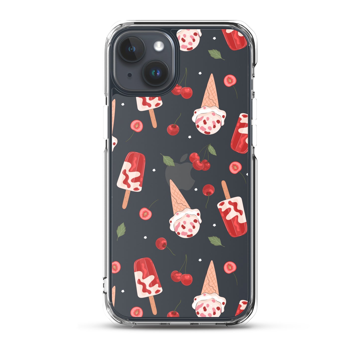 Cherry Ice Cream Clear iPhone Case iPhone 15 Plus