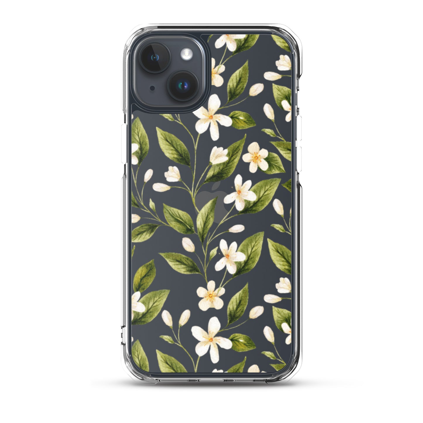 White Floral Clear iPhone Case iPhone 15 Plus