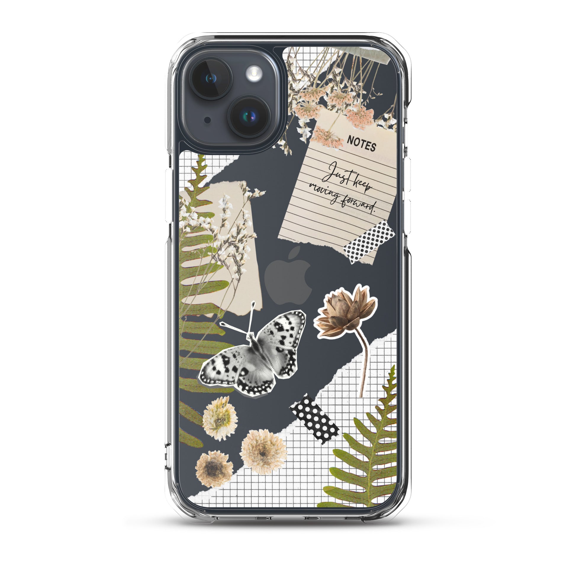 Boho Collage Clear iPhone Case iPhone 15 Plus