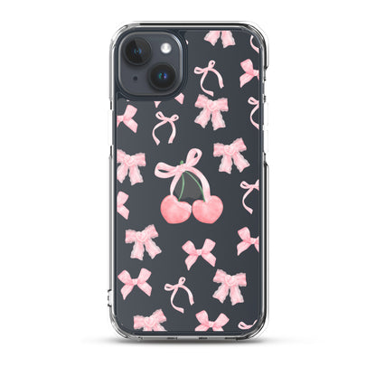 Cherry Bows Clear iPhone Case