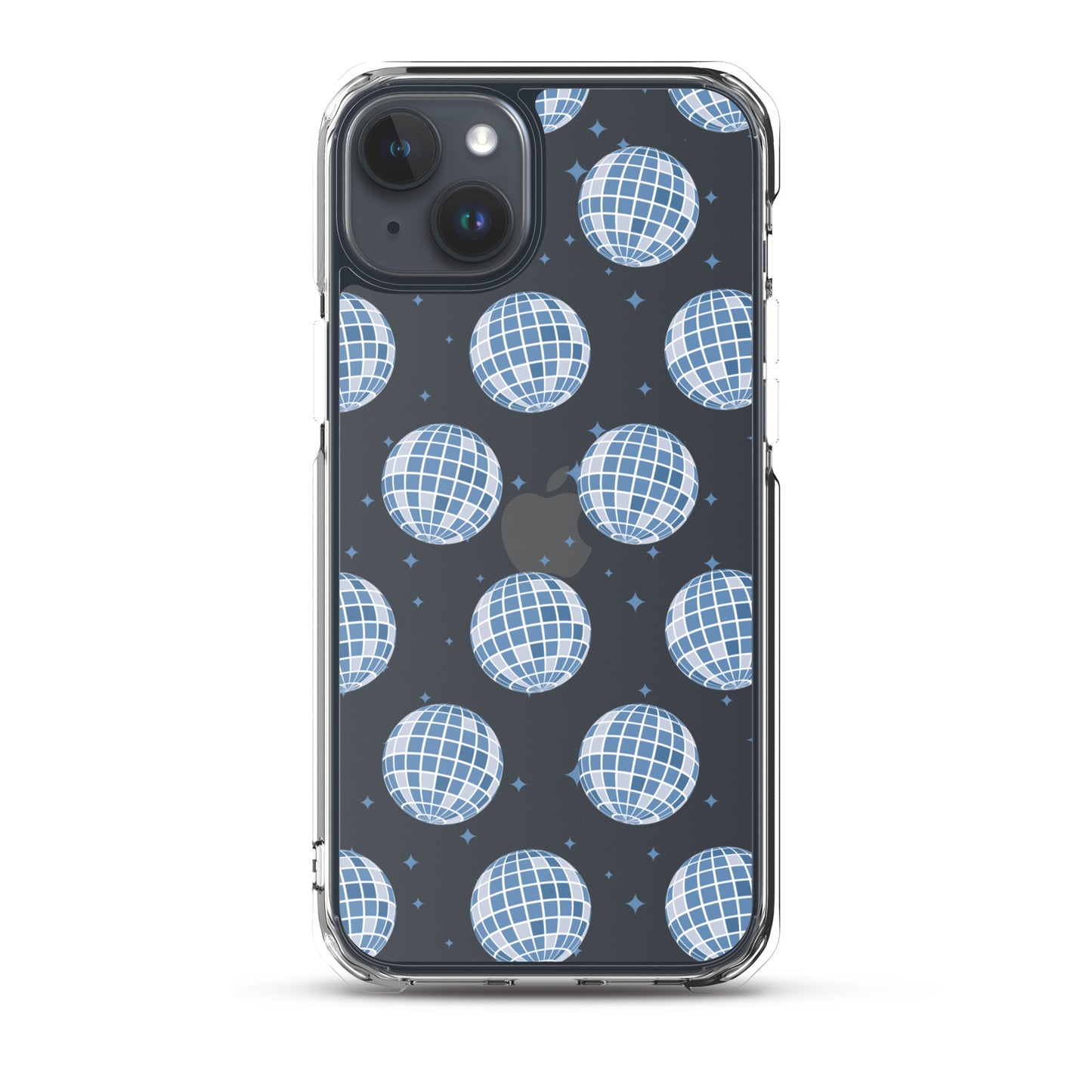 Dark Blue Disco Balls Clear iPhone Case