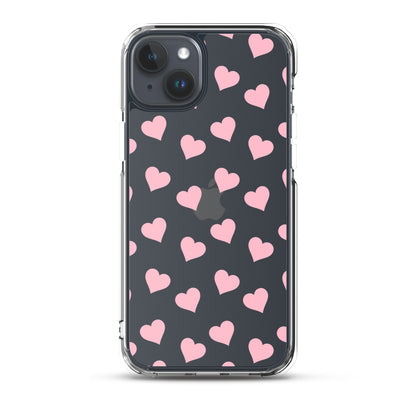 Pink Hearts Clear iPhone Case