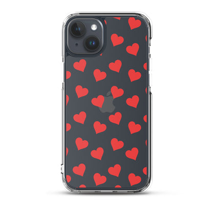 Red Hearts Clear iPhone Case