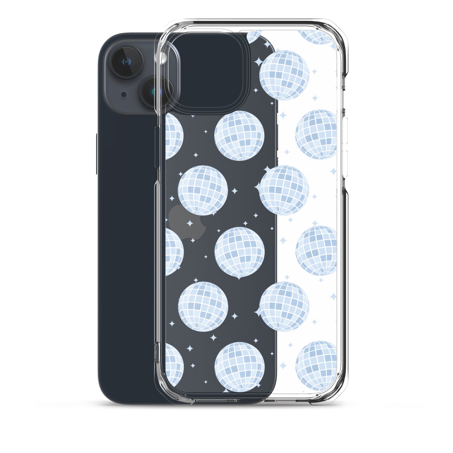 Blue Disco Balls Clear iPhone Case