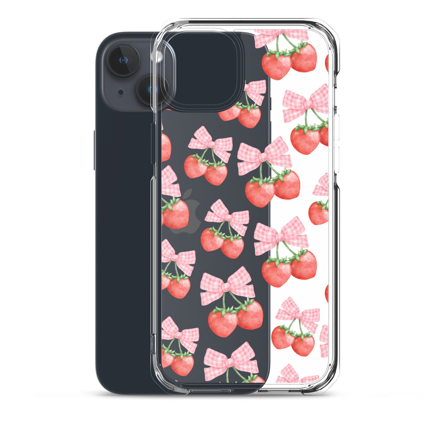 Strawberry Bows Clear iPhone Case