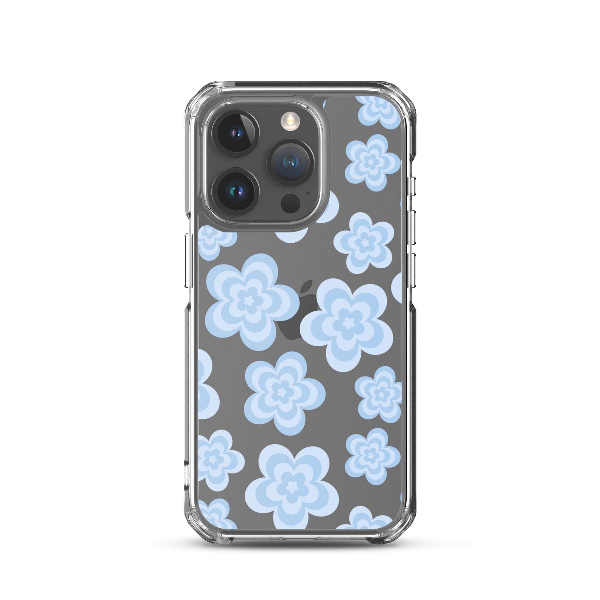 Blue Floral Clear iPhone Case iPhone 15 Pro