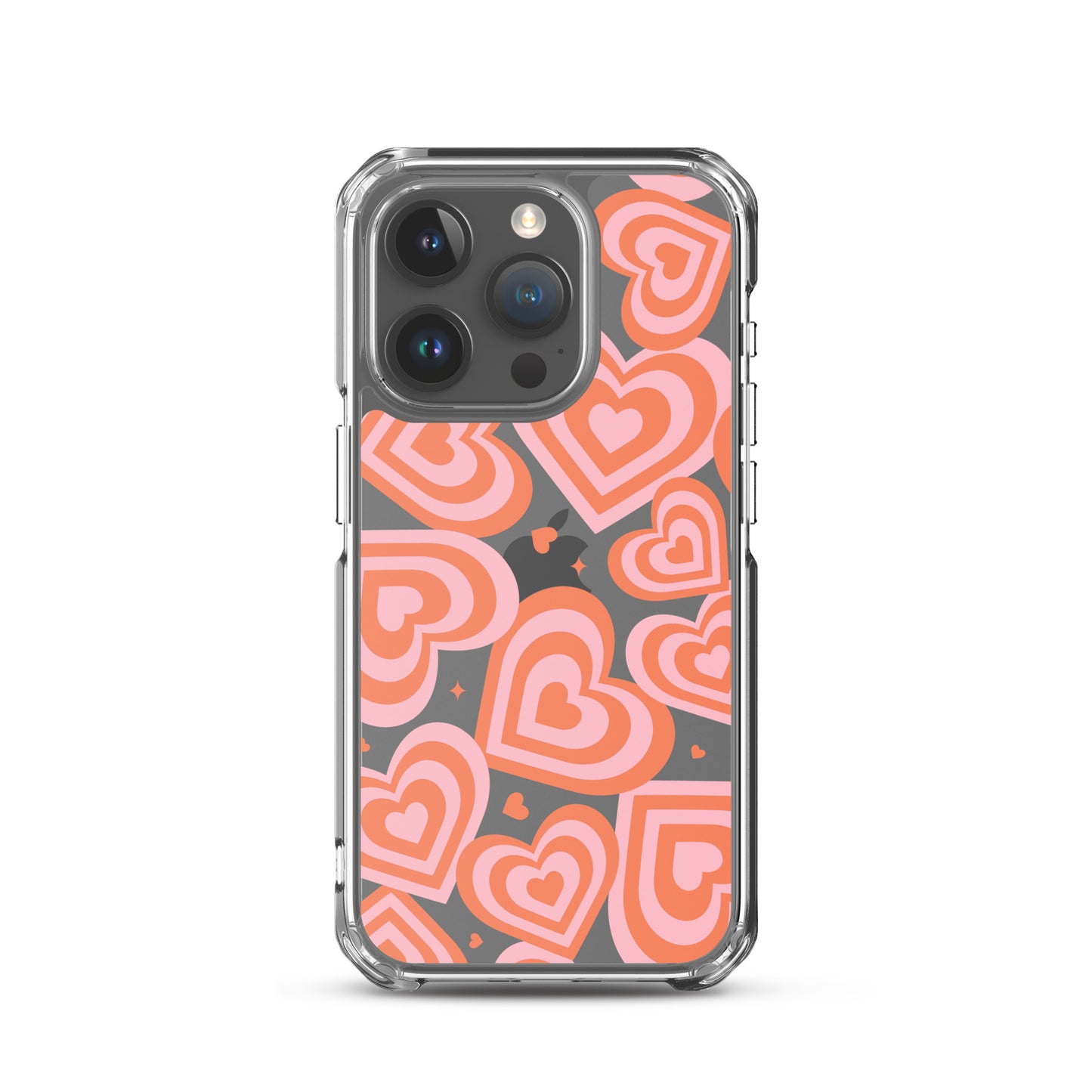 Pink & Red Hearts Clear iPhone Case iPhone 15 Pro