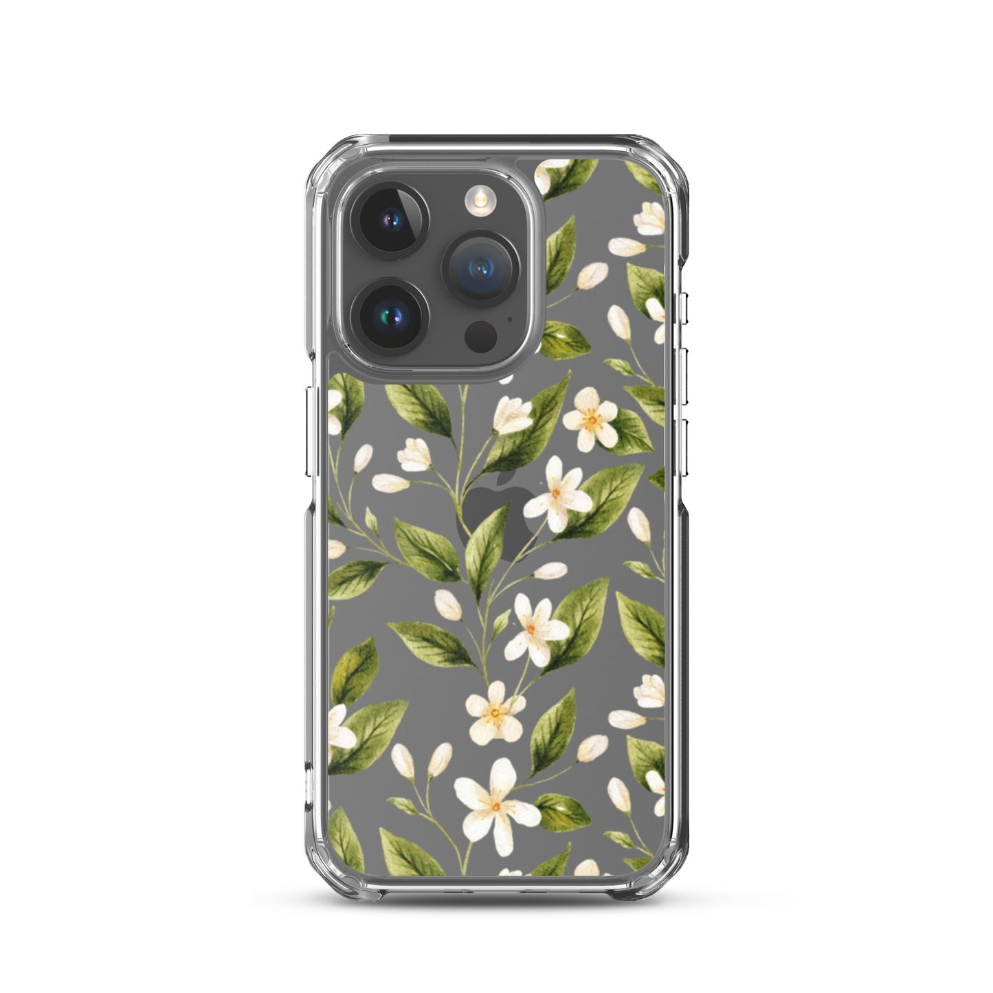 White Floral Clear iPhone Case iPhone 15 Pro