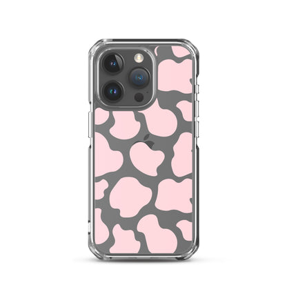 Pink Cow Clear iPhone Case iPhone 15 Pro