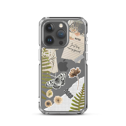 Boho Collage Clear iPhone Case iPhone 15 Pro