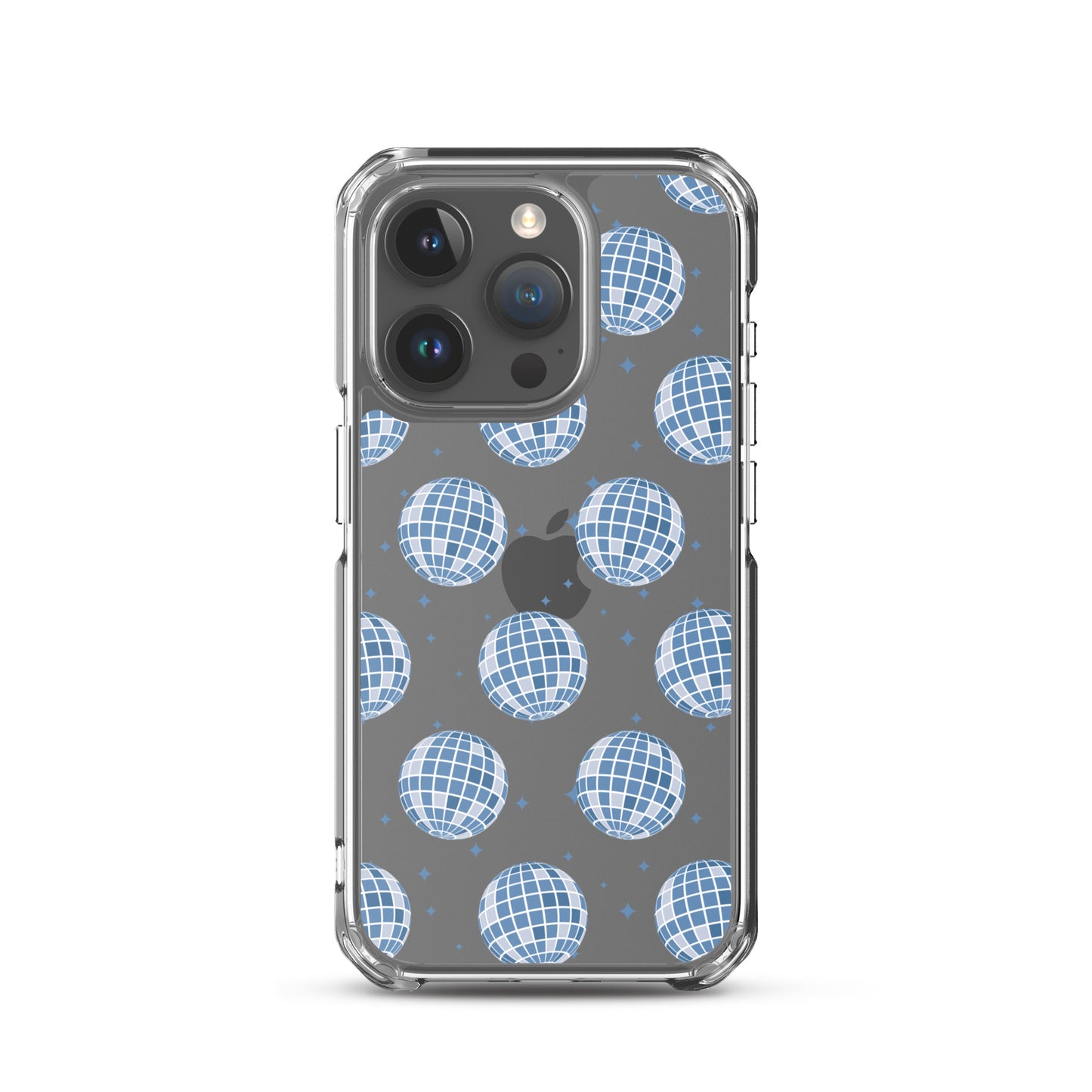 Dark Blue Disco Balls Clear iPhone Case