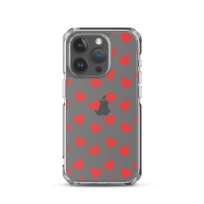 Red Hearts Clear iPhone Case