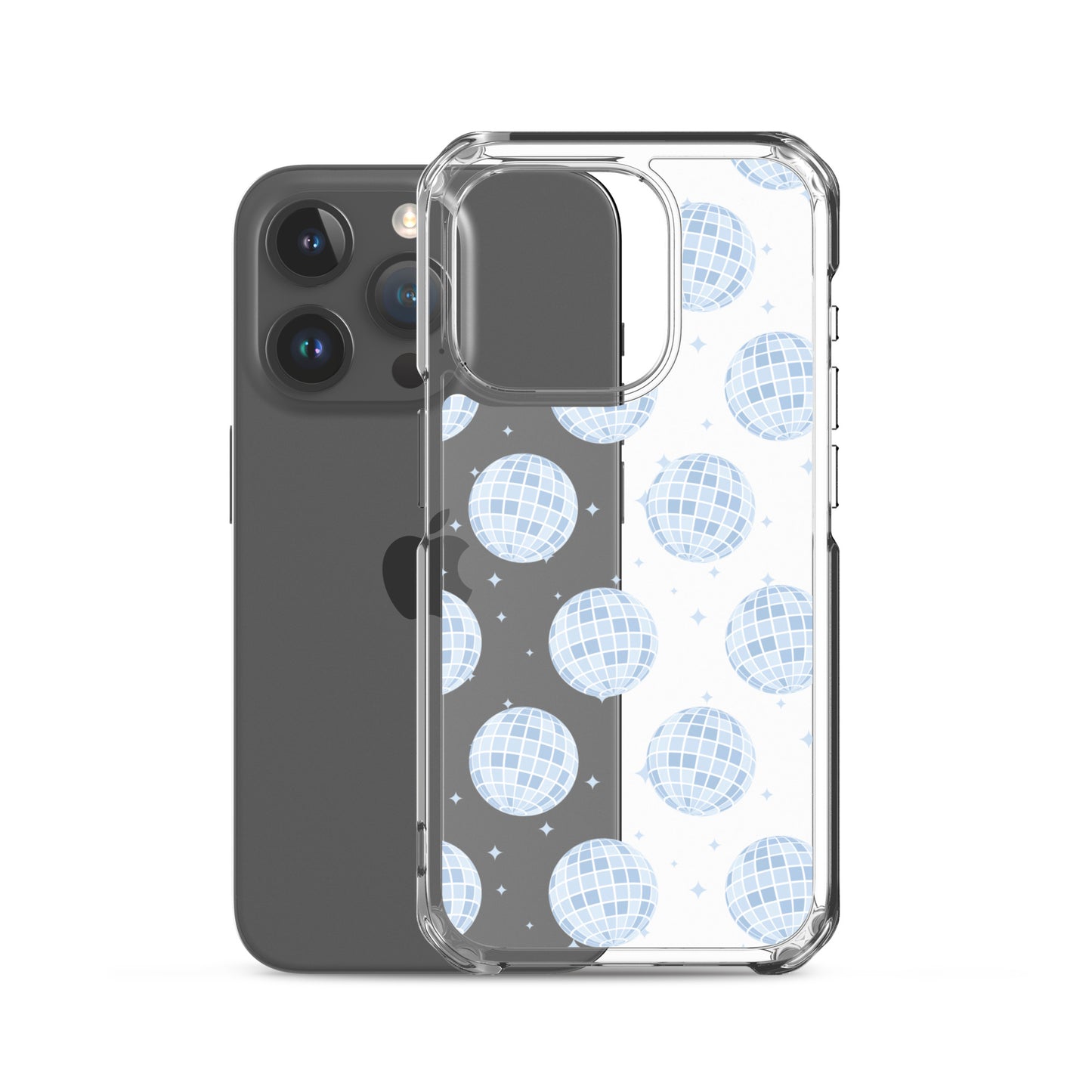 Blue Disco Balls Clear iPhone Case