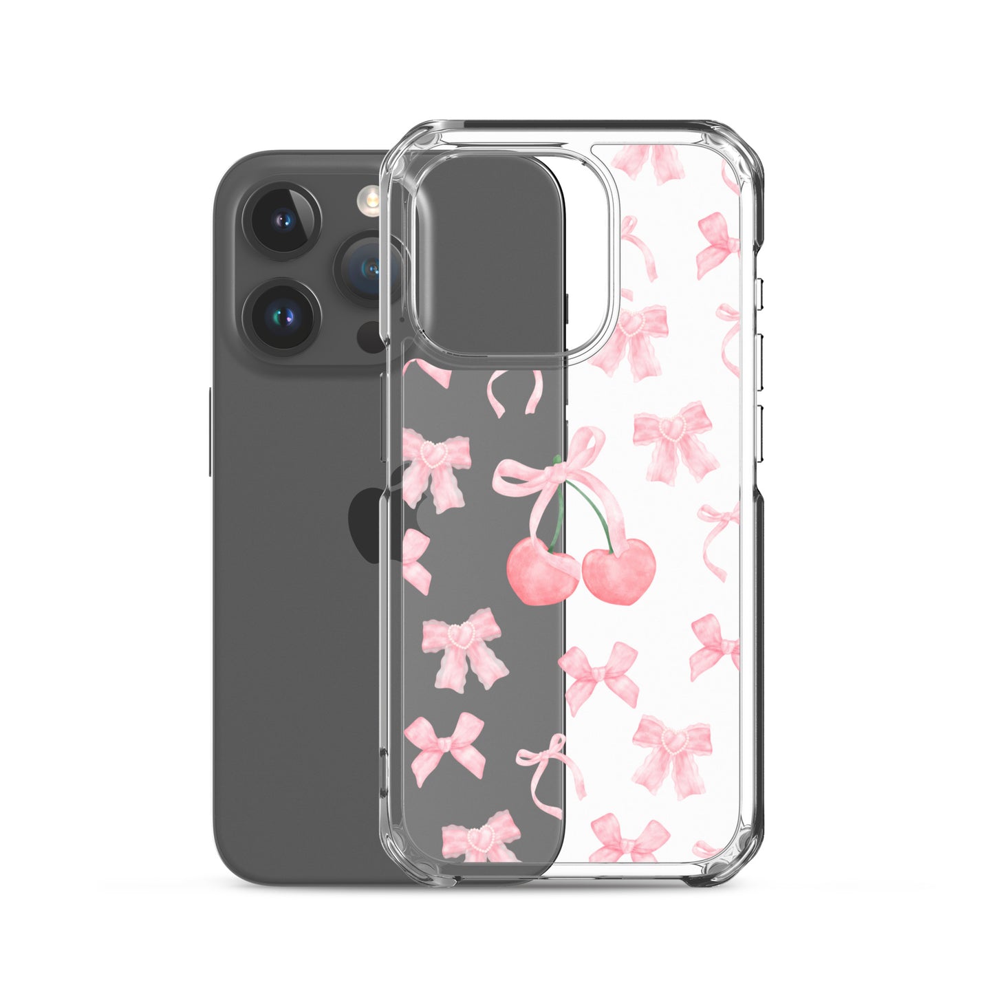 Cherry Bows Clear iPhone Case