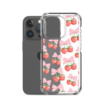 Strawberry Bows Clear iPhone Case