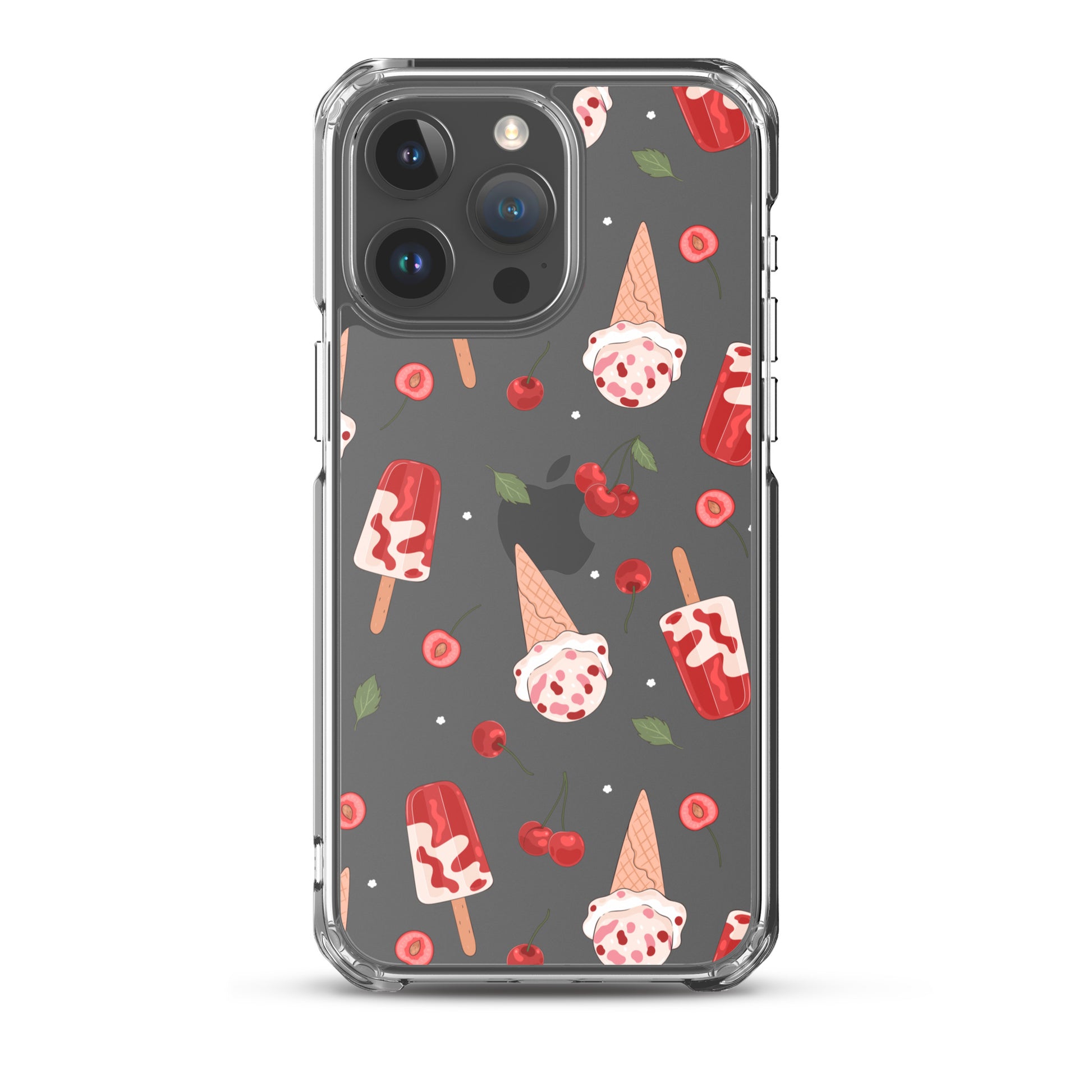 Cherry Ice Cream Clear iPhone Case iPhone 15 Pro Max