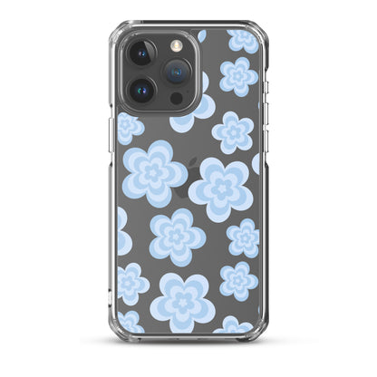 Blue Floral Clear iPhone Case iPhone 15 Pro Max