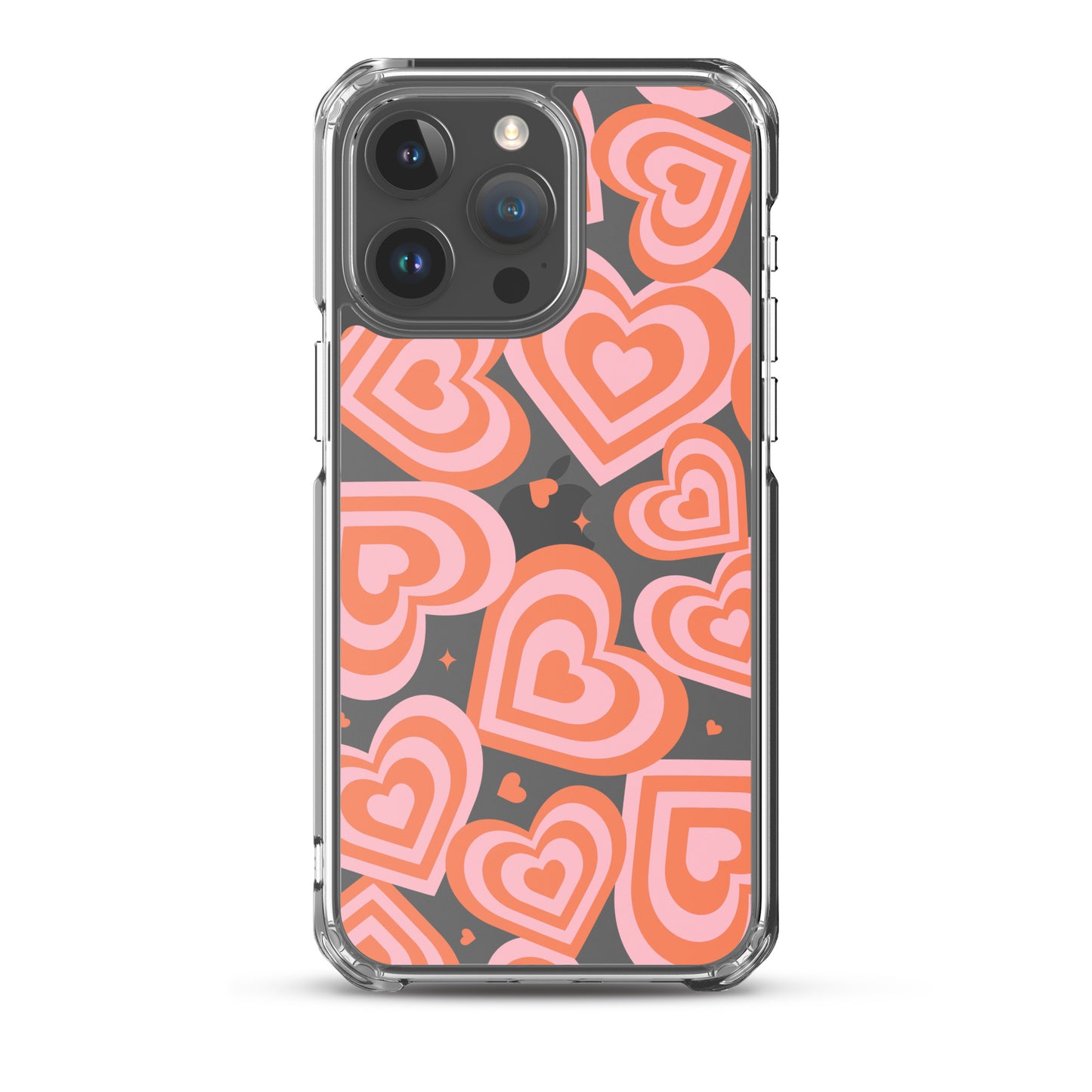 Pink & Red Hearts Clear iPhone Case iPhone 15 Pro Max