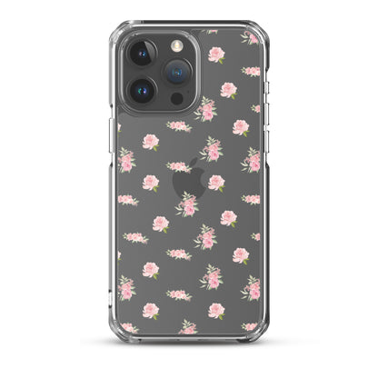 Pink Vintage Roses Clear iPhone Case